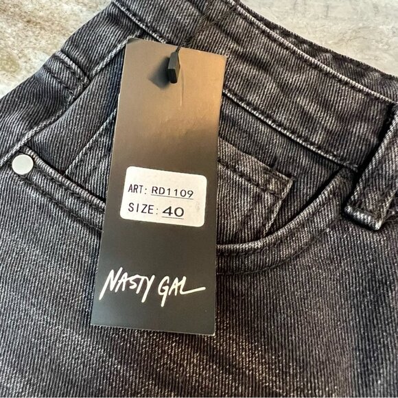 Nasty Gal Jeans NWT size 40 (US 8) Are You Gonna Say High-Waist Cropped black - Picture 4 of 12